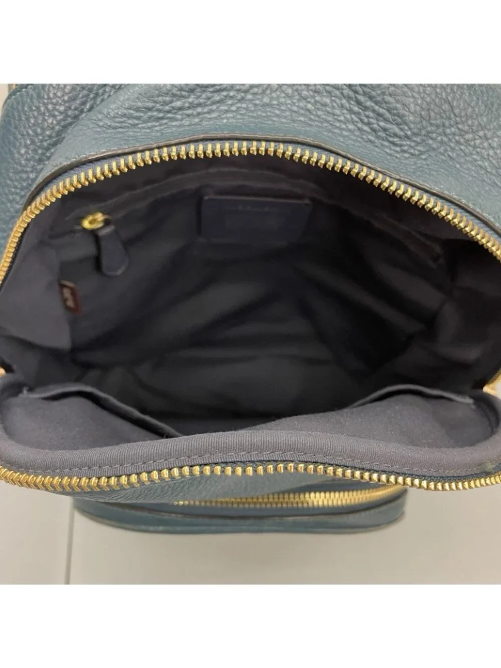 Coach Court Backpack Bag Pebbled Leather Zip 5666 Teal Green